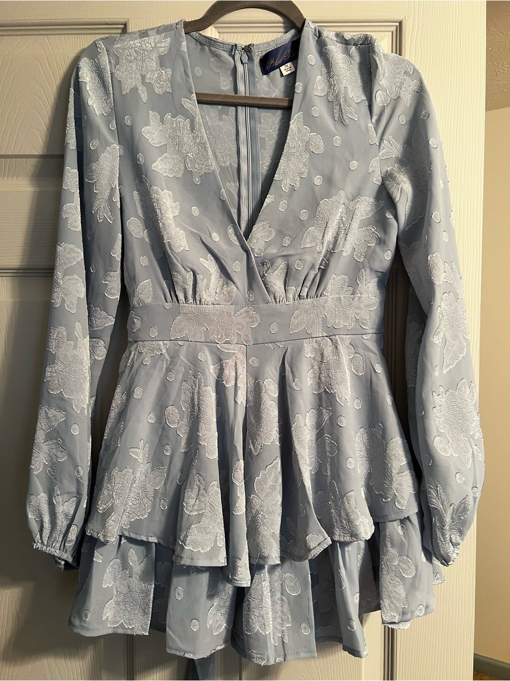 Blue Rain Light Blue Floral Tiered V-Neck Skorts